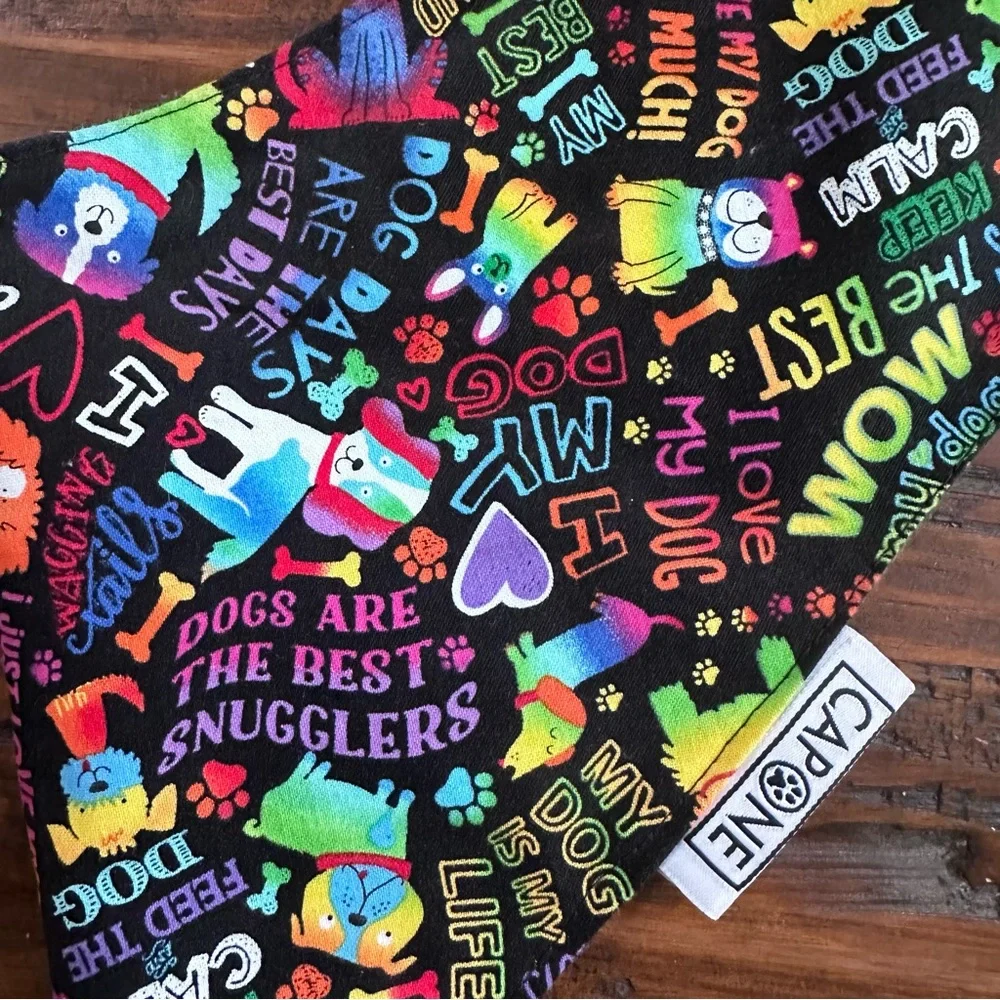 Capone Neon Rainbow Colorful Dog Reversible Bandana Neckerchief